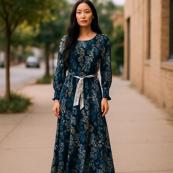 Misa Floral Wrap Chiffon V Neck Dress Long Sleeve Midi Dress Size XS NWOT - Picture 2 of 12